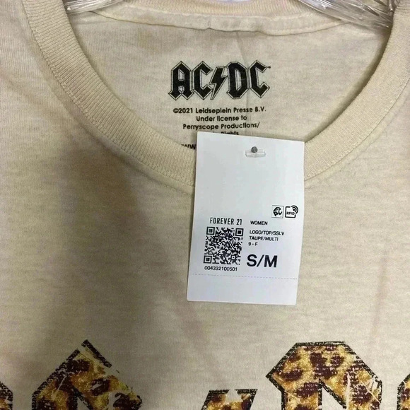 Forever 21 AC/DC TIE DYE ANIMAL PRINT GRAPHIC TEE SHIRT - Picture 4 of 5